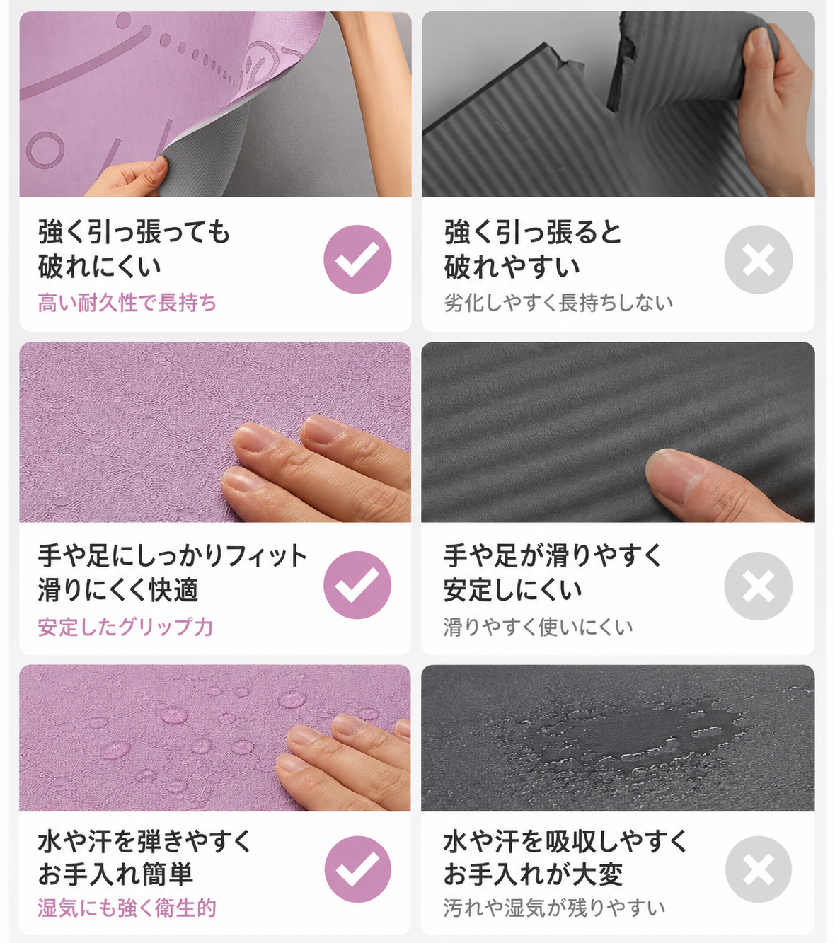ピラティス＆ヨガマット 高密度TPE・滑り止め・ラインガイド付き