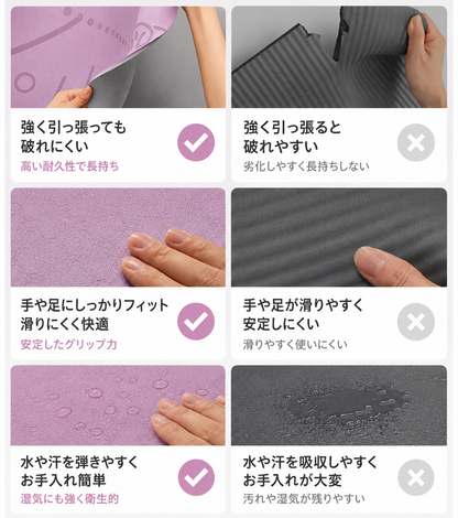 ピラティス＆ヨガマット 高密度TPE・滑り止め・ラインガイド付き
