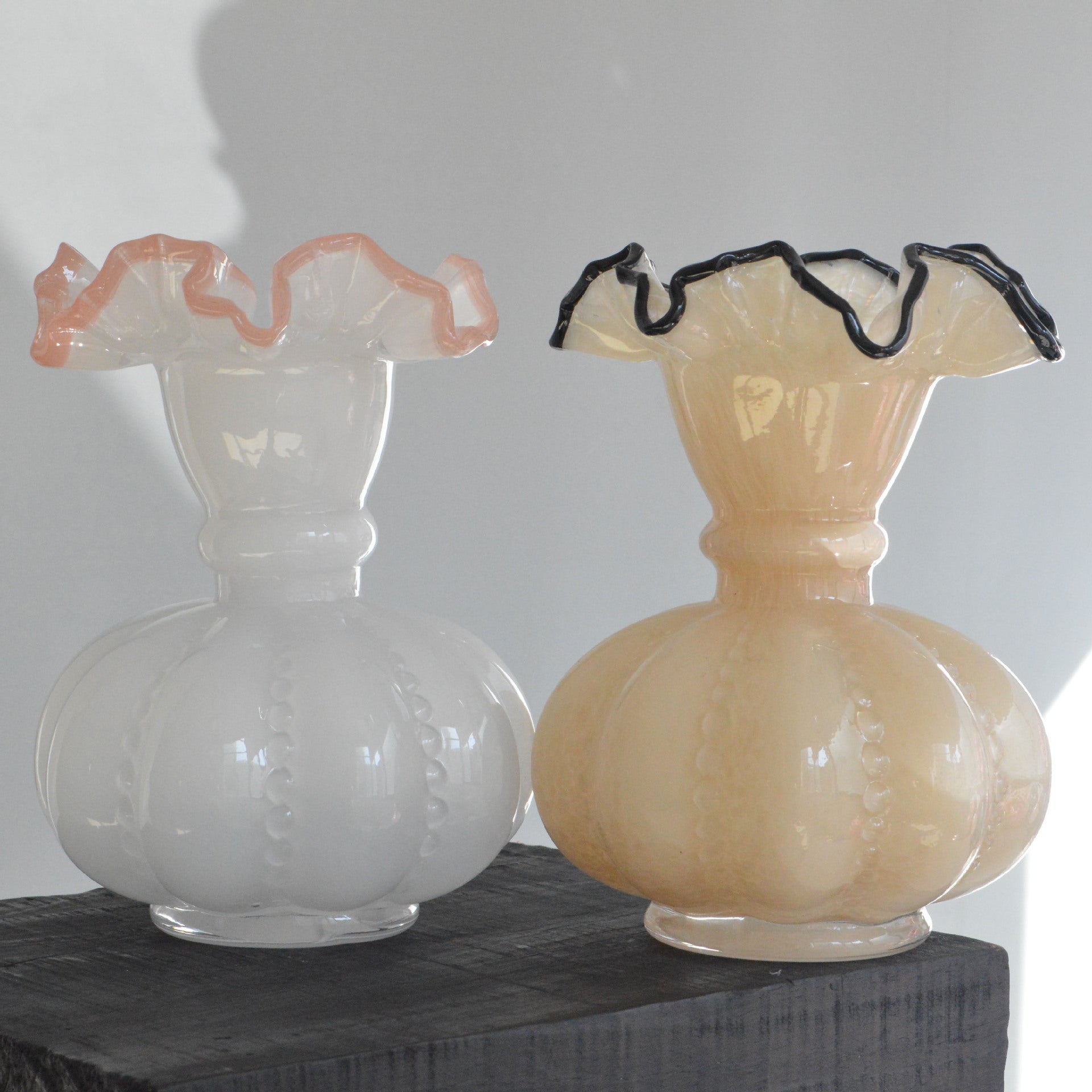 Xinke Middle Ancient Fenton Style Pink Gradient Retro French Style Pumpkin Glass Vase Home Flower-arranging Soft Decoration