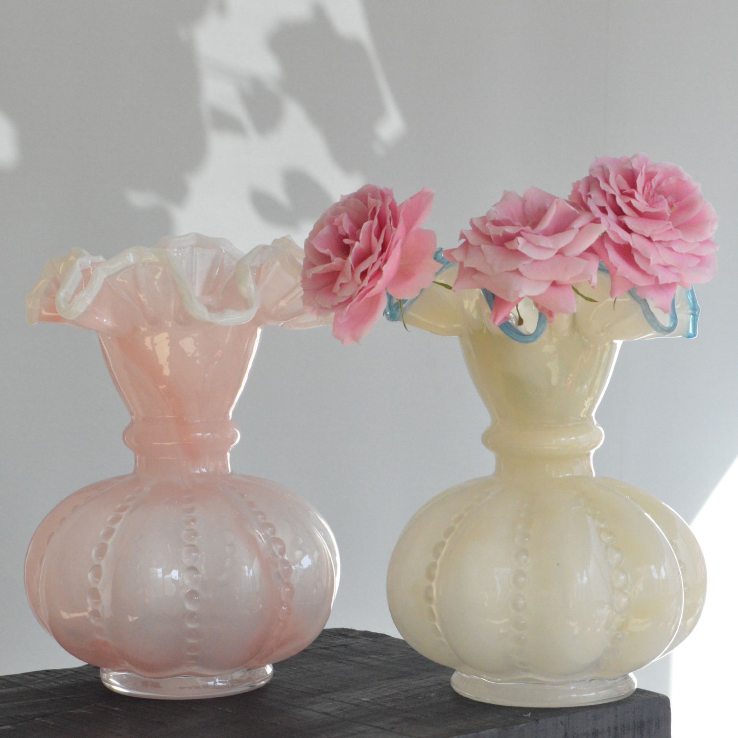Xinke Middle Ancient Fenton Style Pink Gradient Retro French Style Pumpkin Glass Vase Home Flower-arranging Soft Decoration